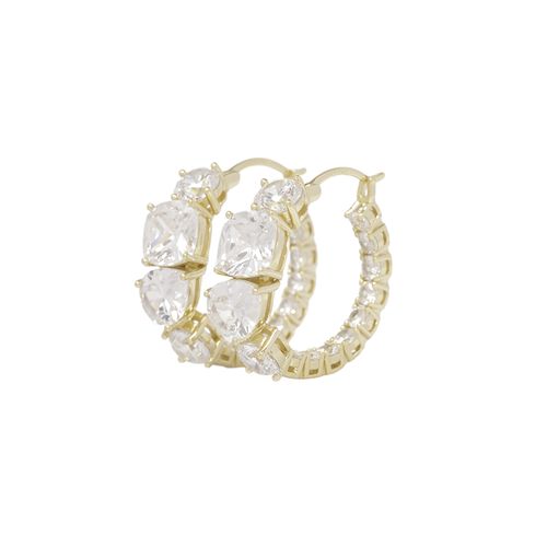 Argollas con zirconia de plata en baño de oro para mujer