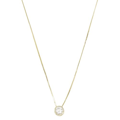 Cadena con dije de zirconia de plata en baño de oro para mujer