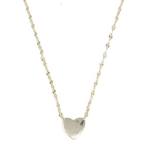 Cadena con dije de corazón liso de plata en baño de oro para mujer