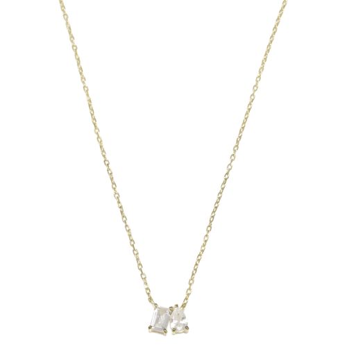 Cadena con dije de piedra zirconia de plata en baño de oro para mujer
