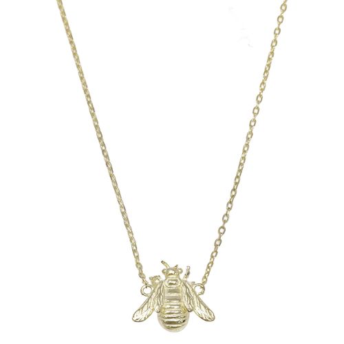 Cadena con dije de abeja de plata en baño de oro para mujer