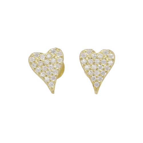 Aretes de corazón de plata en baño de oro para mujer