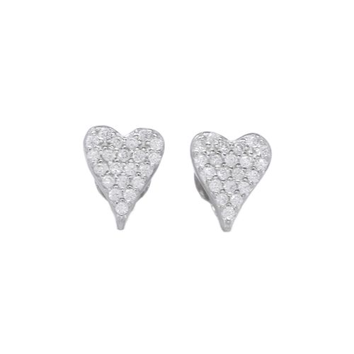 Aretes de corazón de plata para mujer