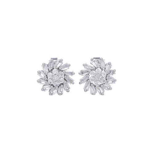 Aretes de girasol de plata con zirconia para mujer