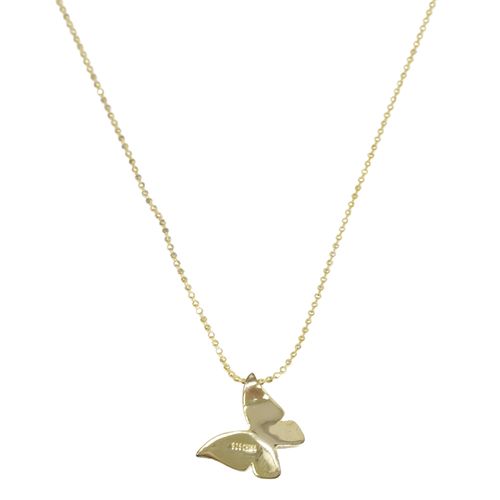Collar de mariposa de plata en baño de oro 1mm- 45 cm para mujer