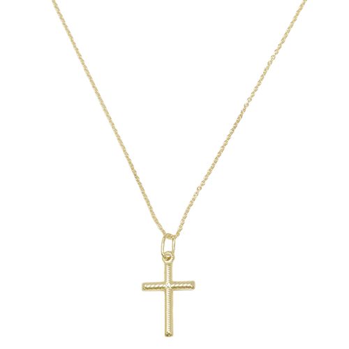 Collar de cruz de plata en baño de oro 1mm-45 cm para mujer