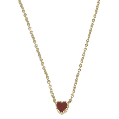 Collar con dije de corazón de plata en baño de oro 1 mm-45 cm para mujer
