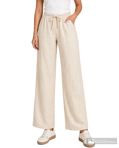 Pantalón JDY straight beige de cintura alta para mujer
