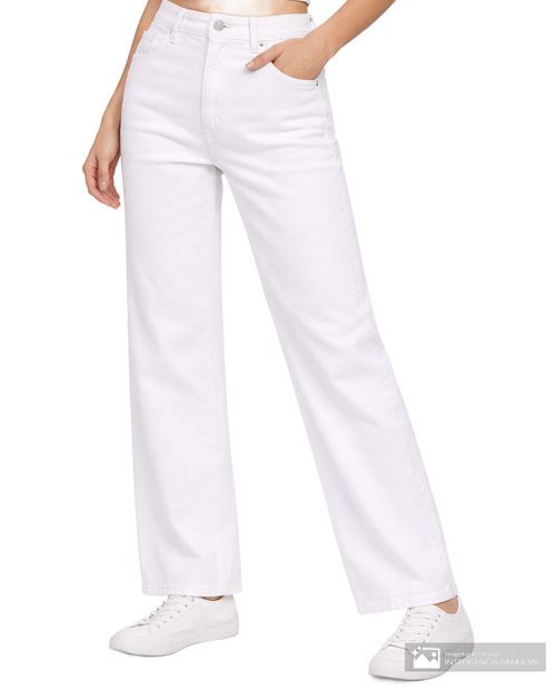 Jeans JDY straight blanco largo 30" de cintura alta para mujer