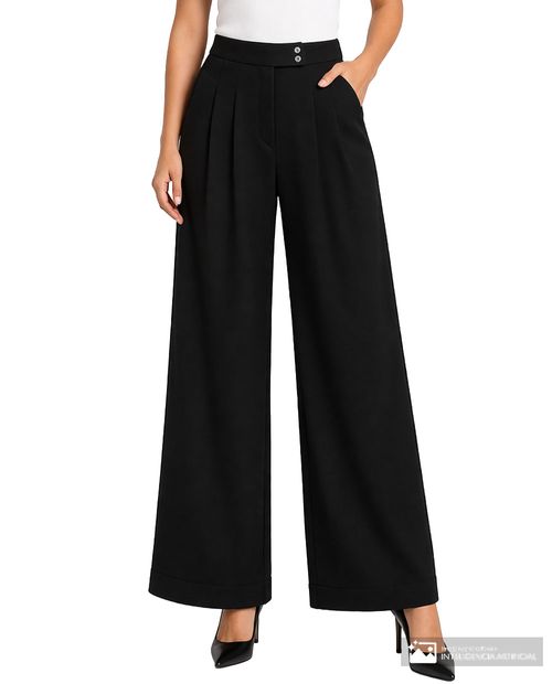 Pantalón Vero Moda wide leg negro largo 30" de cintura alta para mujer