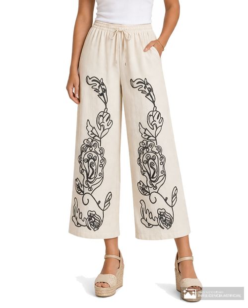Pantalón Vero Moda pull on beige de cintura alta para mujer