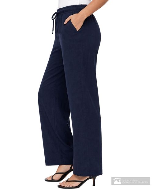 Pantalón casual Vero Moda wide leg azul navy sólido para mujer