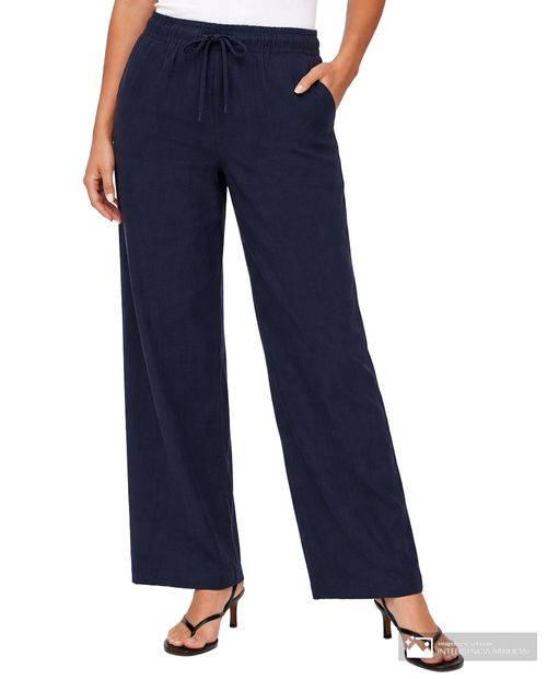 Pantalón casual Vero Moda wide leg fit azul navy sólido para mujer
