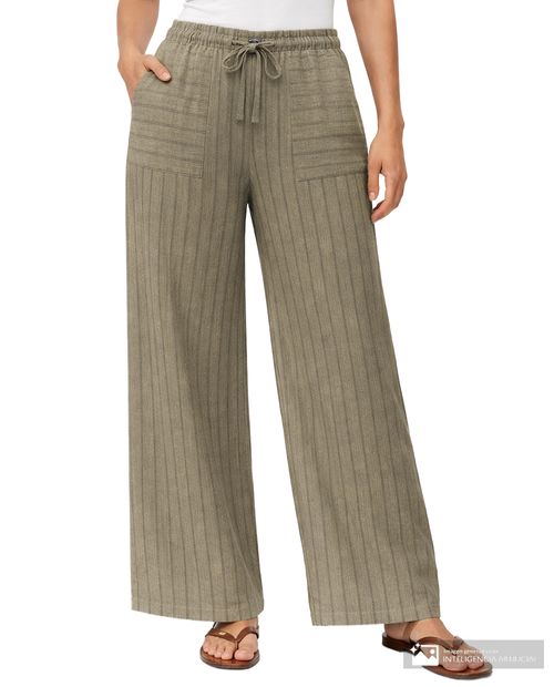 Pantalón casual Vero Moda wide leg beige sólido para mujer