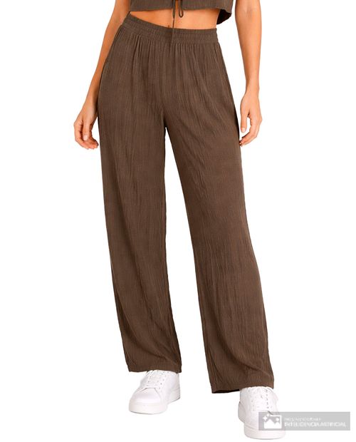 Pantalón ancho Orange café con textura para mujer