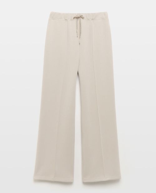 Pantalón jogger Easy Wear wide leg beige sólido para mujer