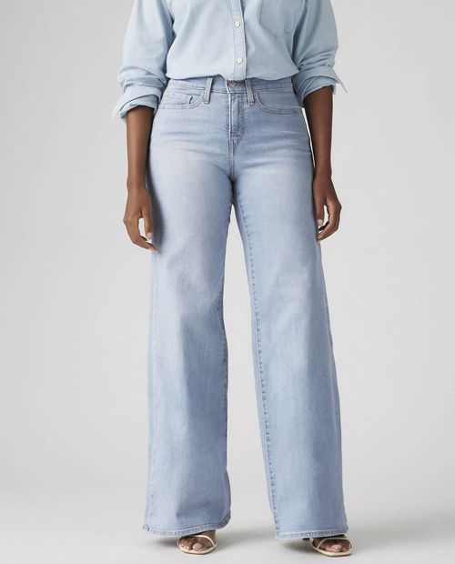 Jeans casual Levi's 318 wide leg fit celeste lavado para mujer