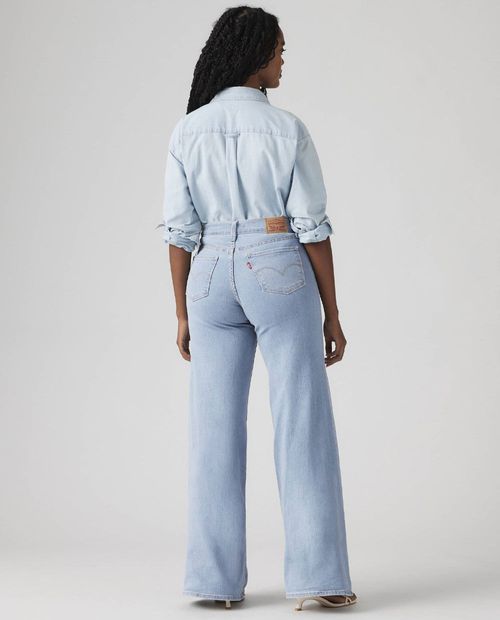 Jeans casual Levi's 318 wide leg fit celeste lavado para mujer