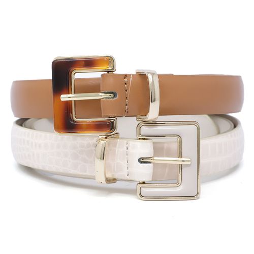 Set de 2 cinchos Sfera café/blanco para mujer
