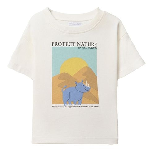 Camiseta blanca con estampado de rinoceronte para bebé niño