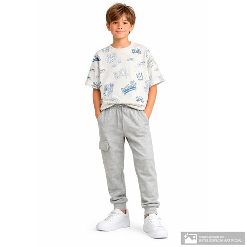 Camiseta blanca con estampado vintage para niño