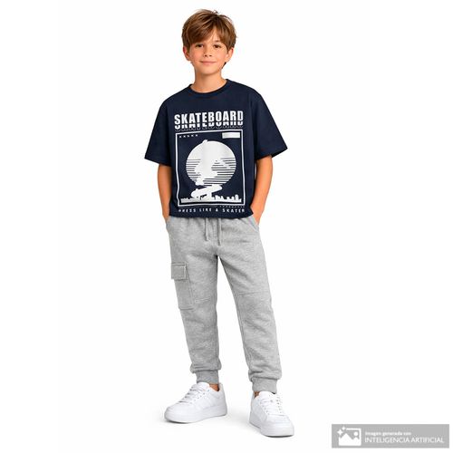 Camiseta azul oscuro con estampado para niño