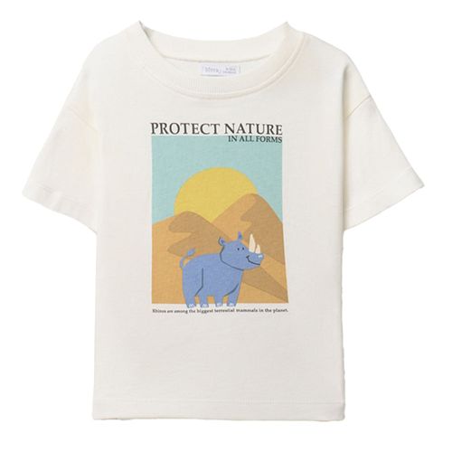 Camiseta blanca con estampado de rinoceronte para bebé niño