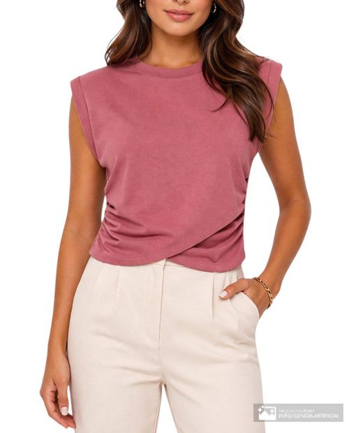 Camiseta cruzada Orange rosada heather para mujer
