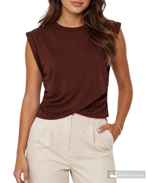 Camiseta cruzada Orange café heather para mujer