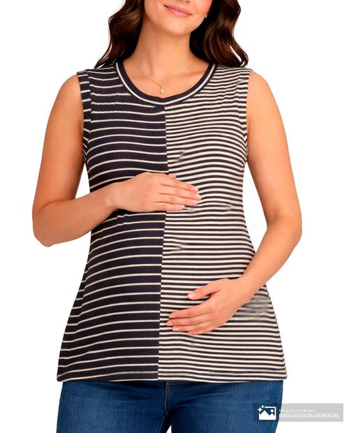 Camiseta maternal Ohma bicolor rayada para mujer