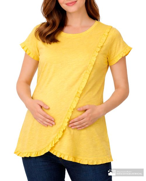 Blusa maternal Ohma amarilla sólida para mujer