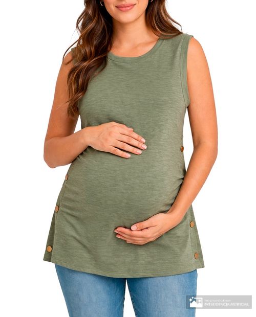 Camiseta maternal Ohma verde heather para mujer
