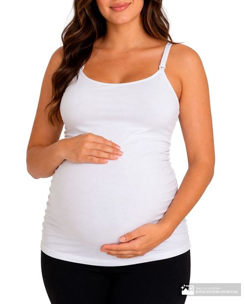 Camiseta maternal Ohma blanca sólida para mujer