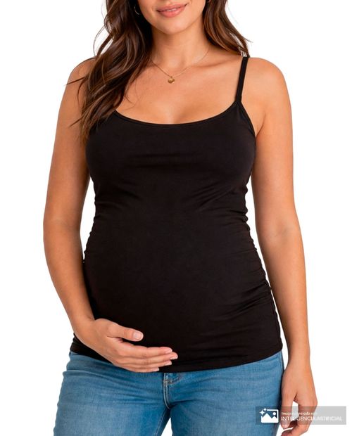Camiseta maternal Ohma negra sólida para mujer