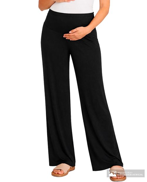 Pantalón maternal Ohma wide fit negro sólido para mujer