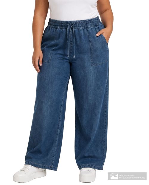 Pantalón More Than Angels straight azul denim para mujer