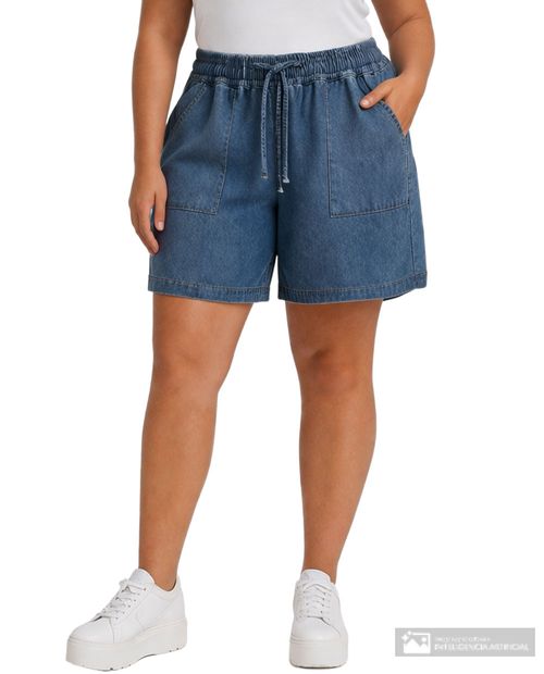 Short More Than Angels azul denim para mujer