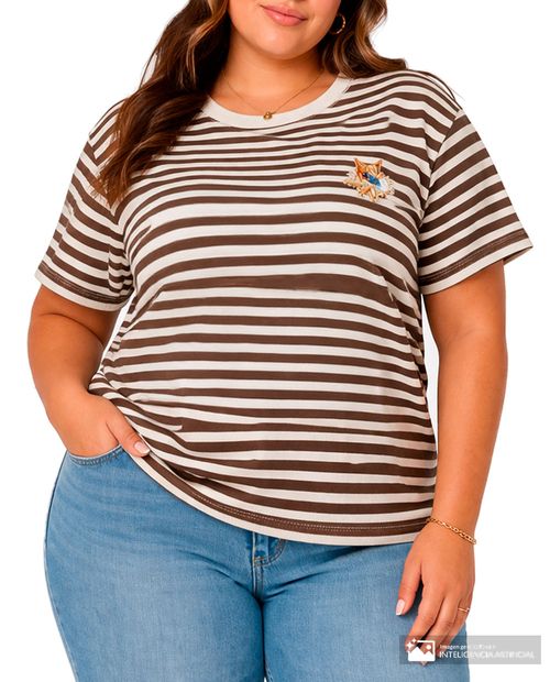 Camiseta Unexpected bicolor rayada para mujer