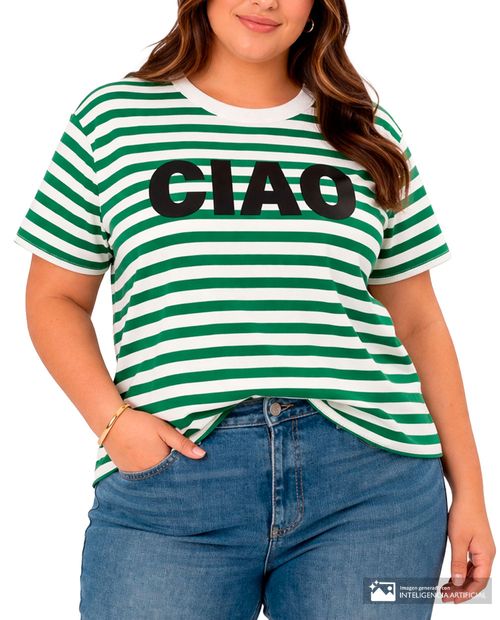 Camiseta Unexpected bicolor rayada para mujer