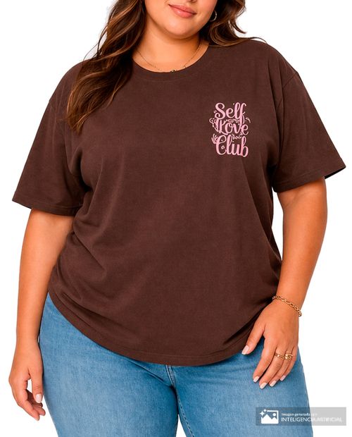 Camiseta Unexpected café estampada para mujer