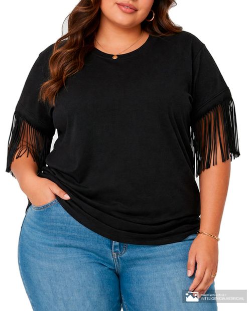 Camiseta Unexpected negra sólida para mujer