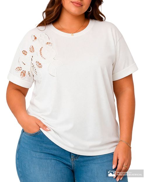 Camiseta Unexpected blanca bordada para mujer
