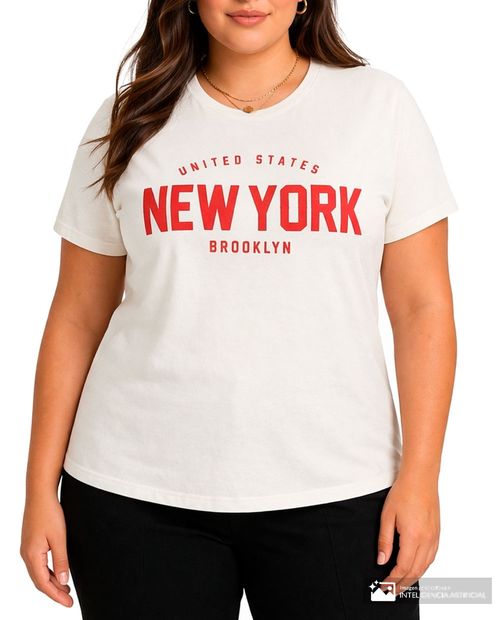 Camiseta Active Basic blanca con estampado "New York" para mujer