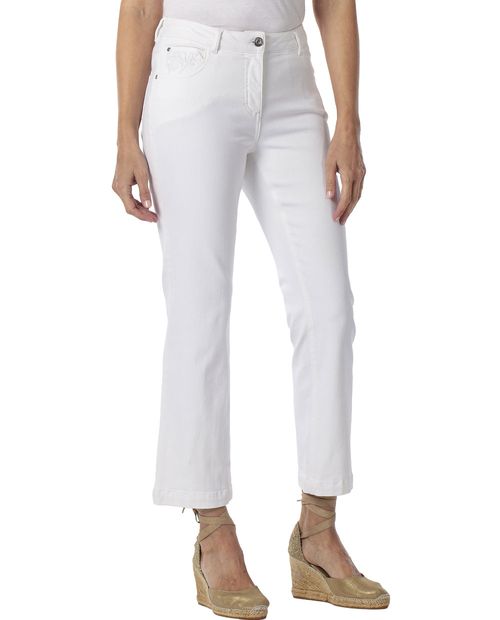 Jeans Punt Roma crop flare sólido para mujer