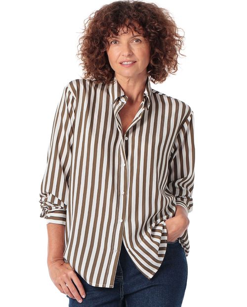 Blusa casual Punt Roma regular fit bicolor rayada para mujer