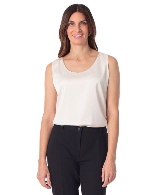 Blusa casual Punt Roma estilo top ivory sólida para mujer