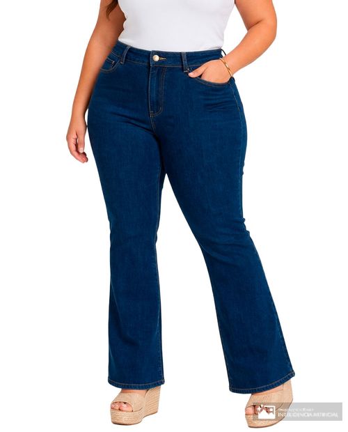 Jeans flare Sabrina azul oscuro denim para mujer