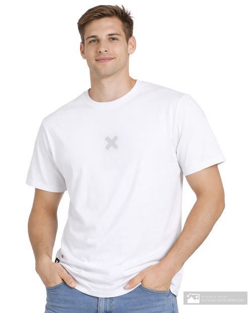Camiseta casual Blue Banana regular fit blanca sólida para hombre