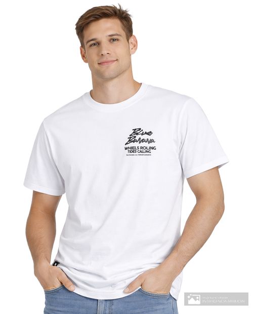 Camiseta casual Blue Banana regular fit blanca estampada para hombre