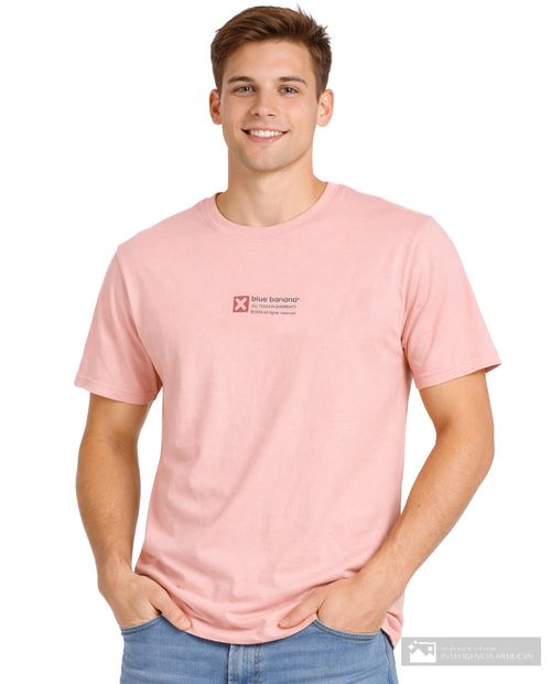 Camiseta casual Blue Banana regular fit rosada estampada para hombre
